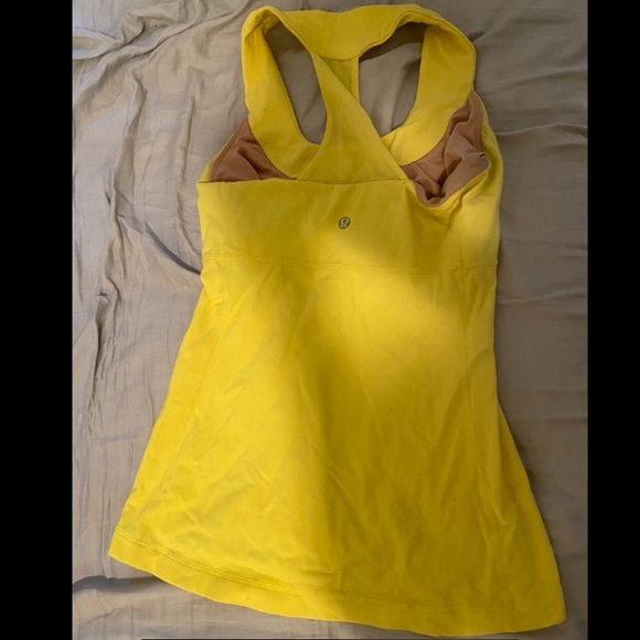 Yellow Racerback Tank with Built-in Bra - Picture 1 of 3